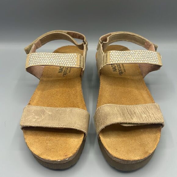Naot Lisa Khaki Beige Leather Rhinestone Sandals - Picture 5 of 10